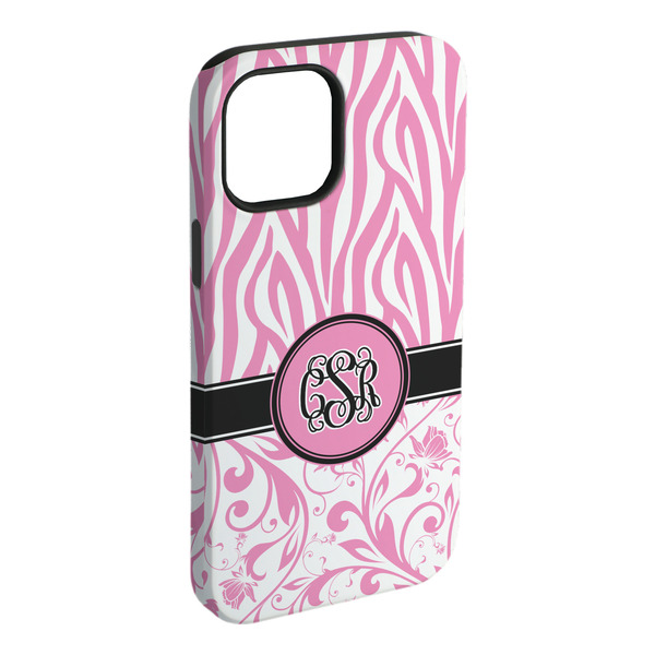 Custom Zebra & Floral iPhone Case - Rubber Lined - iPhone 15 Plus (Personalized)