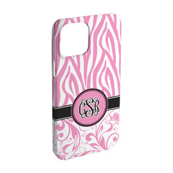 Zebra & Floral iPhone Case - Plastic - iPhone 15 Pro (Personalized)