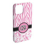 Zebra & Floral iPhone Case - Plastic - iPhone 15 Pro Max (Personalized)