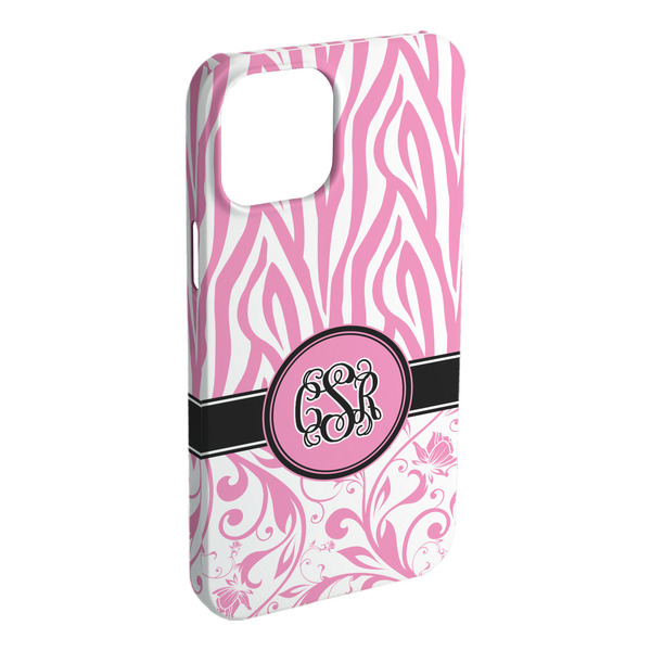 Custom Zebra & Floral iPhone Case - Plastic - iPhone 15 Pro Max (Personalized)