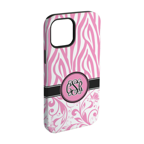 Custom Zebra & Floral iPhone Case - Rubber Lined - iPhone 15 Pro (Personalized)