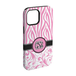 Zebra & Floral iPhone Case - Rubber Lined - iPhone 15 (Personalized)
