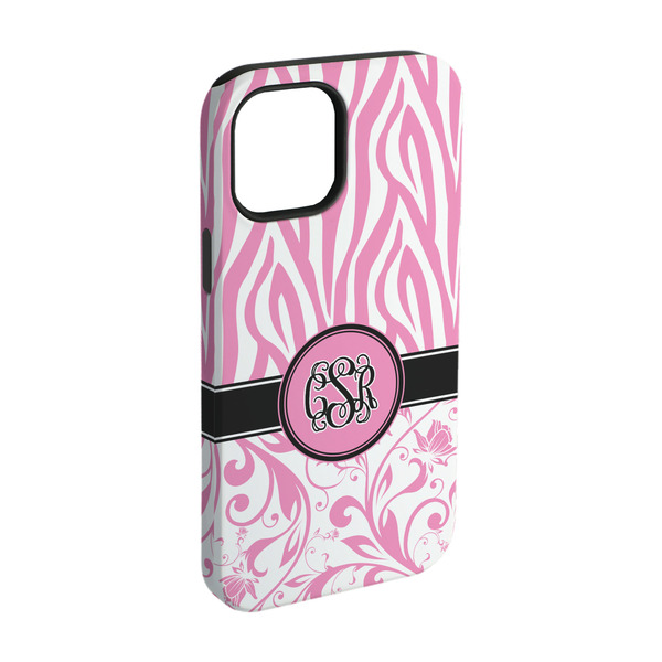 Custom Zebra & Floral iPhone Case - Rubber Lined - iPhone 15 (Personalized)