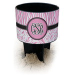 Zebra & Floral Black Beach Spiker Drink Holder (Personalized)