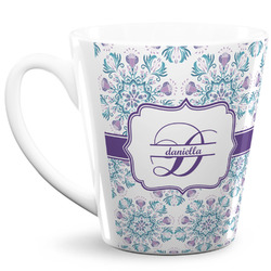 Mandala Floral 12 Oz Latte Mug (Personalized)