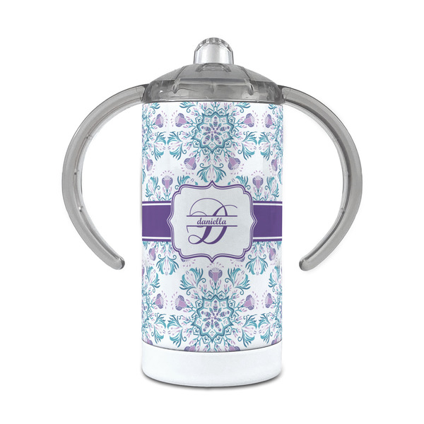 Custom Mandala Floral 12 oz Stainless Steel Sippy Cup (Personalized)