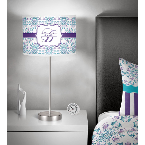Mandala Floral 13 inch drum lamp shade - in room