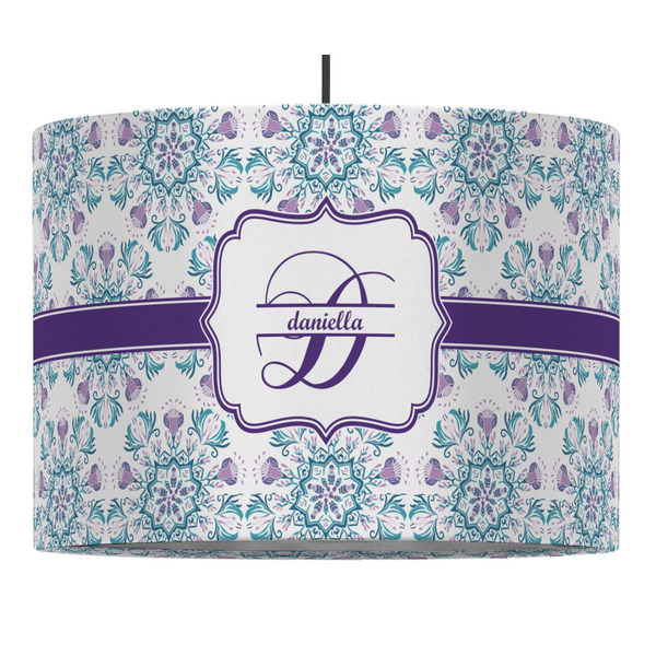 Custom Mandala Floral 16" Drum Pendant Lamp - Fabric (Personalized)