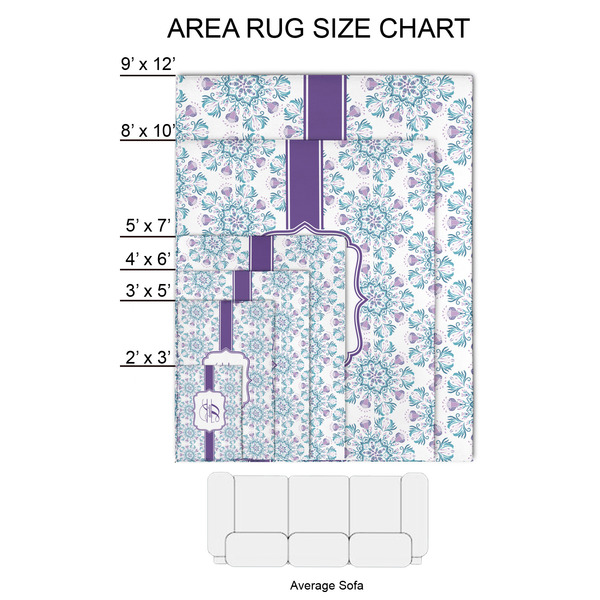 Mandala Floral 2'x3' Indoor Area Rugs - Size Chart