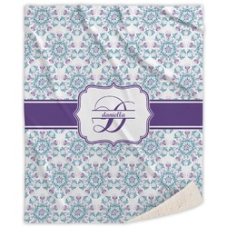 Mandala Floral Sherpa Throw Blanket (Personalized)