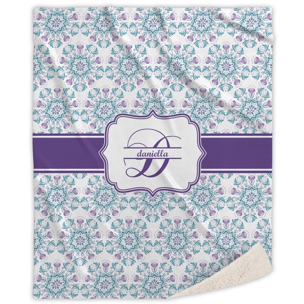 Custom Mandala Floral Sherpa Throw Blanket (Personalized)