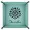 Mandala Floral 9" x 9" Teal Leatherette Snap Up Tray - FOLDED