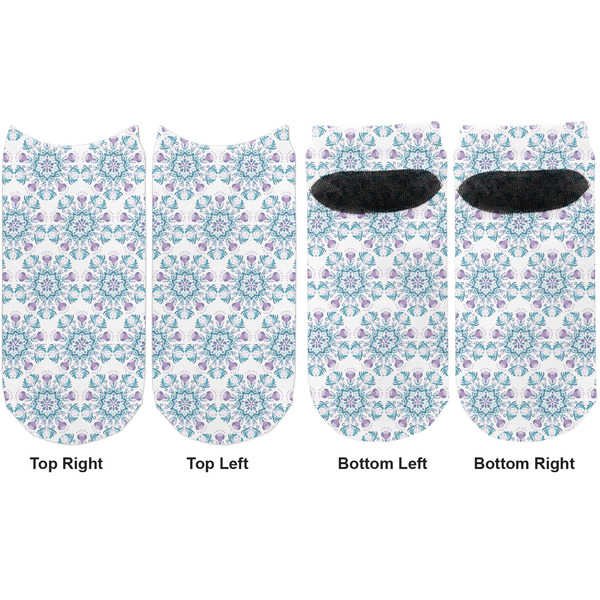 Mandala Floral Adult Ankle Socks - Double Pair - Front and Back - Apvl