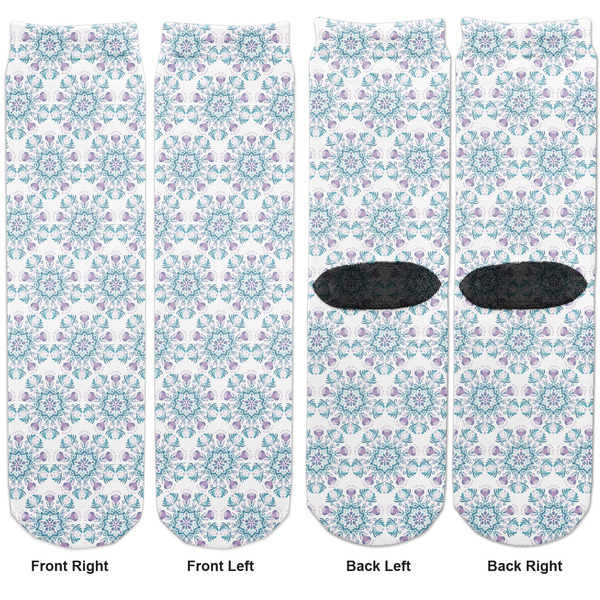 Mandala Floral Adult Crew Socks - Double Pair - Front and Back - Apvl