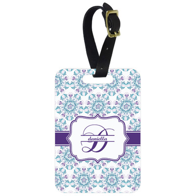 Mandala Floral Metal Luggage Tag w/ Name and Initial