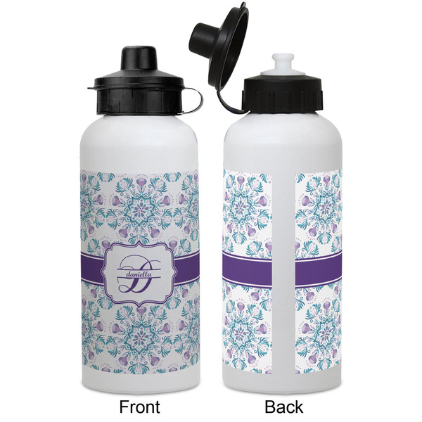 Mandala Floral Aluminum Water Bottle - White APPROVAL