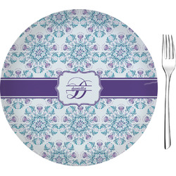 Mandala Floral Glass Appetizer / Dessert Plate 8" (Personalized)