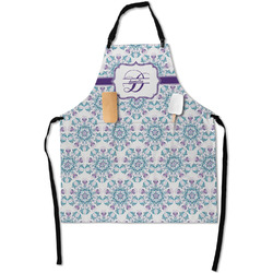 Mandala Floral Apron With Pockets w/ Name and Initial