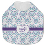 Mandala Floral Jersey Knit Baby Bib w/ Name and Initial