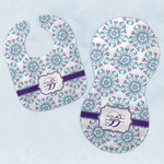 Mandala Floral Baby Bib & Burp Set w/ Name and Initial