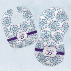 Mandala Floral Baby Bib & Burp Set w/ Name and Initial