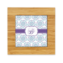 Mandala Floral Bamboo Trivet with Ceramic Tile Insert (Personalized)