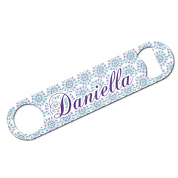 Mandala Floral Bar Bottle Opener - White w/ Name and Initial