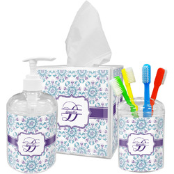 Mandala Floral Acrylic Bathroom Accessories Set w/ Name and Initial