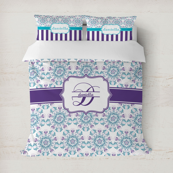 Custom Mandala Floral Duvet Cover Set - Full / Queen (Personalized)