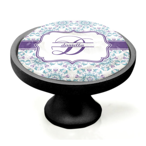 Mandala Floral Black Custom Cabinet Knob (Side)