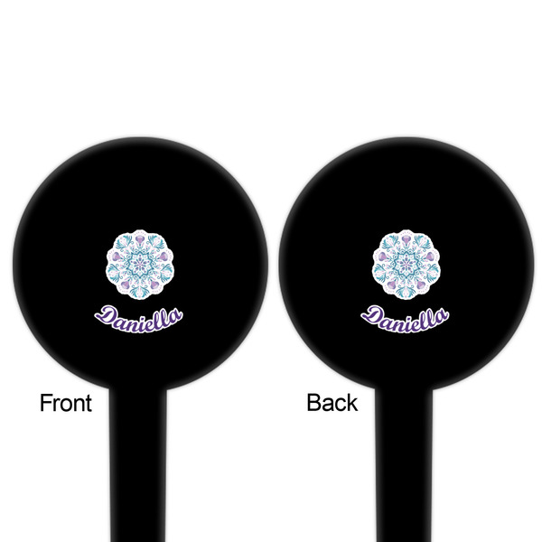 Mandala Floral Black Plastic 6" Food Pick - Round - Double Sided - Front & Back