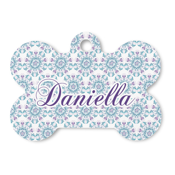 Custom Mandala Floral Bone Shaped Dog ID Tag (Personalized)