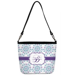 Mandala Floral Bucket Bag w/ Genuine Leather Trim (Personalized)