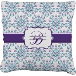 Mandala Floral Faux-Linen Throw Pillow 16" (Personalized)
