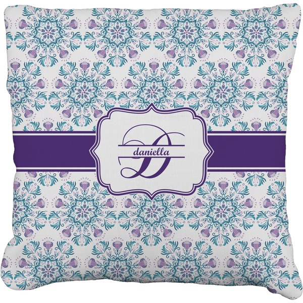 Custom Mandala Floral Faux-Linen Throw Pillow 16" (Personalized)