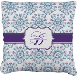 Mandala Floral Faux-Linen Throw Pillow 18" (Personalized)