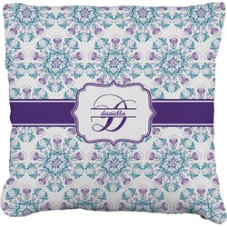 Mandala Floral Faux-Linen Throw Pillow 20" (Personalized)