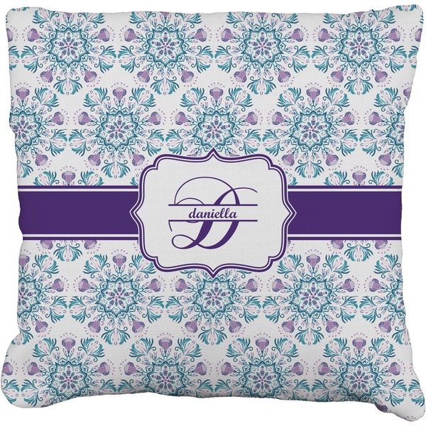 Custom Mandala Floral Faux-Linen Throw Pillow 26" (Personalized)