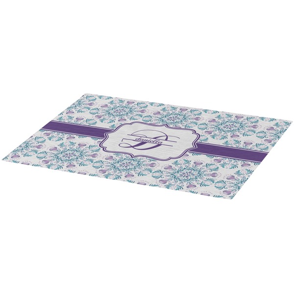 Mandala Floral Burlap Placemat (Angle View)