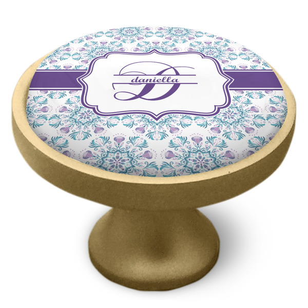 Mandala Floral Cabinet Knob - Gold - Side