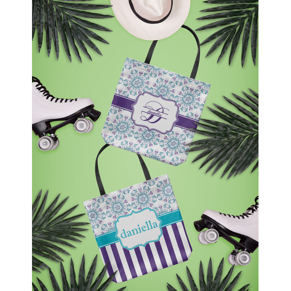 Mandala Floral Canvas Tote Lifestyle Front and Back