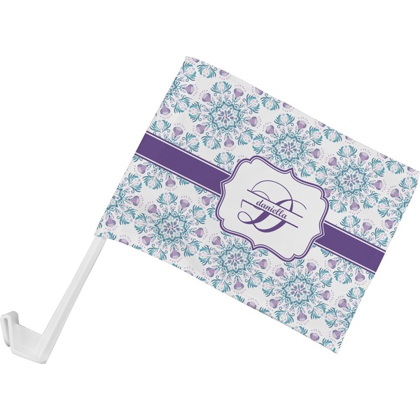 Custom Mandala Floral Car Flag - Small w/ Name and Initial