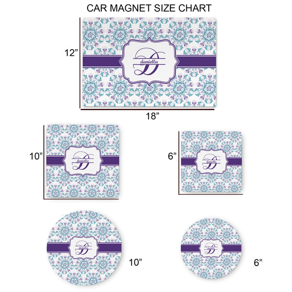 Mandala Floral Car Magnets - SIZE CHART