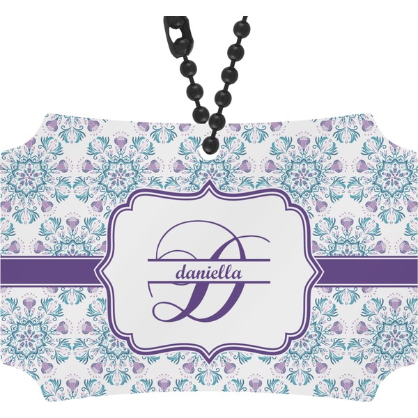 Custom Mandala Floral Rear View Mirror Ornament (Personalized)