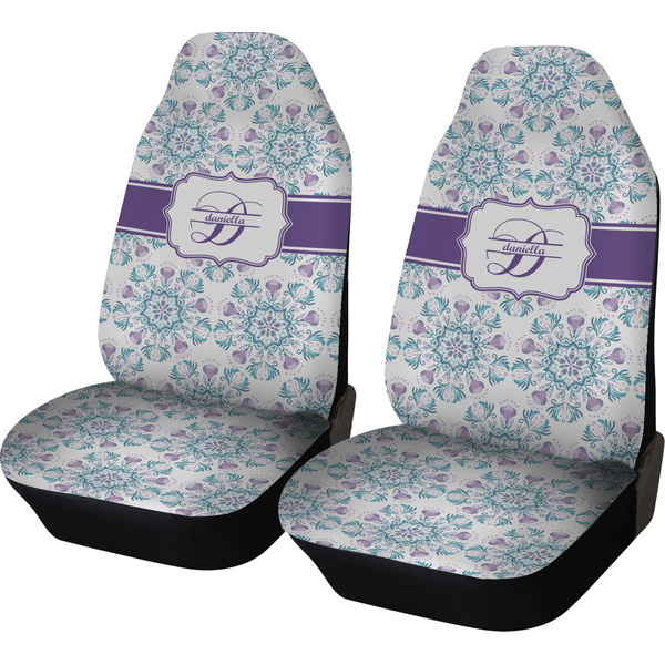 Custom Mandala Floral Car Seat Covers (Set of Two) (Personalized)