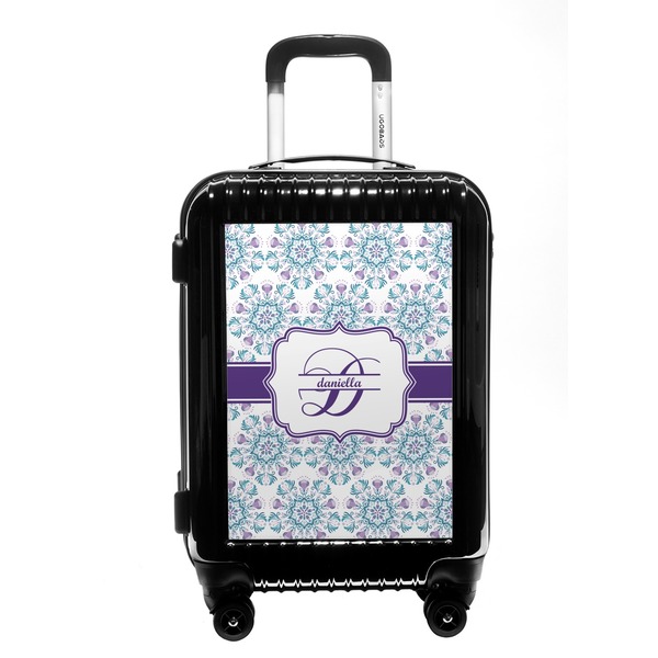 Custom Mandala Floral Carry On Hard Shell Suitcase (Personalized)