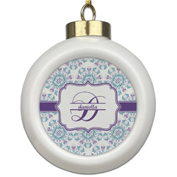 Mandala Floral Ceramic Ball Ornament (Personalized)