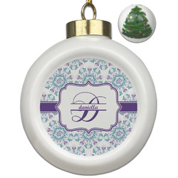 Mandala Floral Ceramic Ball Ornament - Christmas Tree (Personalized)