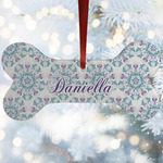 Mandala Floral Ceramic Dog Ornament w/ Name and Initial