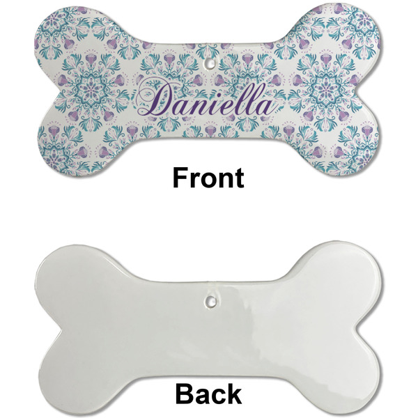 Mandala Floral Ceramic Flat Ornament - Bone Front & Back Single Print (APPROVAL)